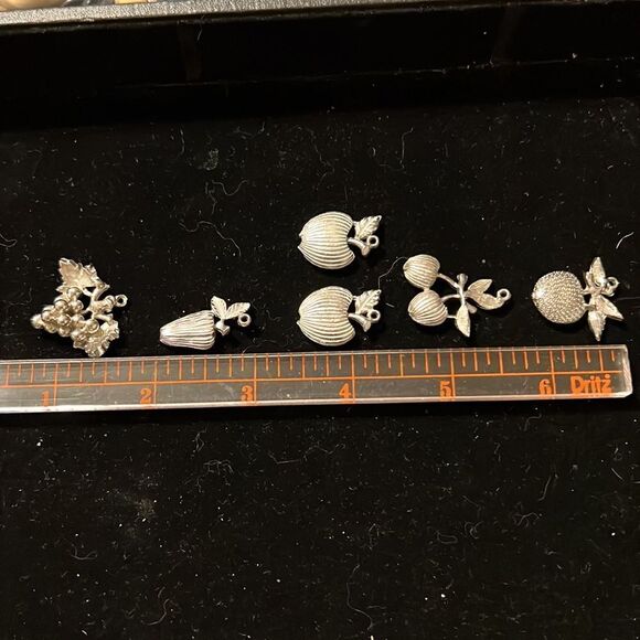 Bundle of Heavy Fruit Silver Charms set of 6 - Picture 3 of 4